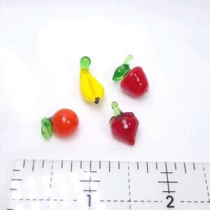 Hand Blown Glass Figurine Handmade Miniature Fruit Banana Strawberry  Apple